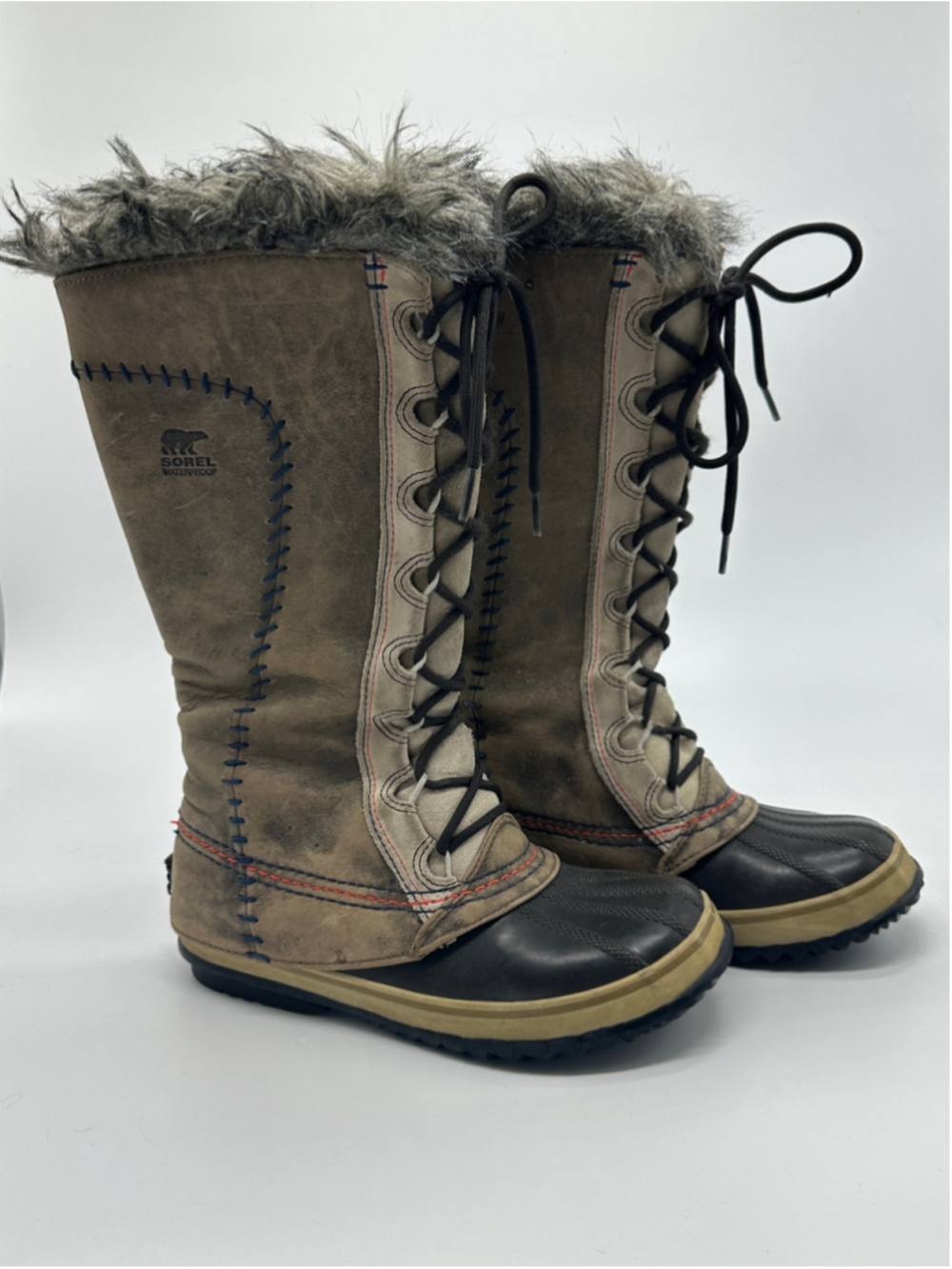 Sorel Cate The Great Tall Winter Boots Women's 7 Brown Suede Waterproof Lace Up